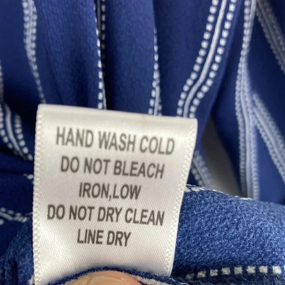 Emperice Plus Size Navy V-Neck Striped Blouse Adjustable Sleeve - Picture 7 of 7